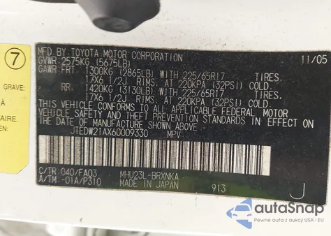 2006 Toyota Highlander Hybrid V6 from USA, damaged, VIN JTEDW21AX60009330